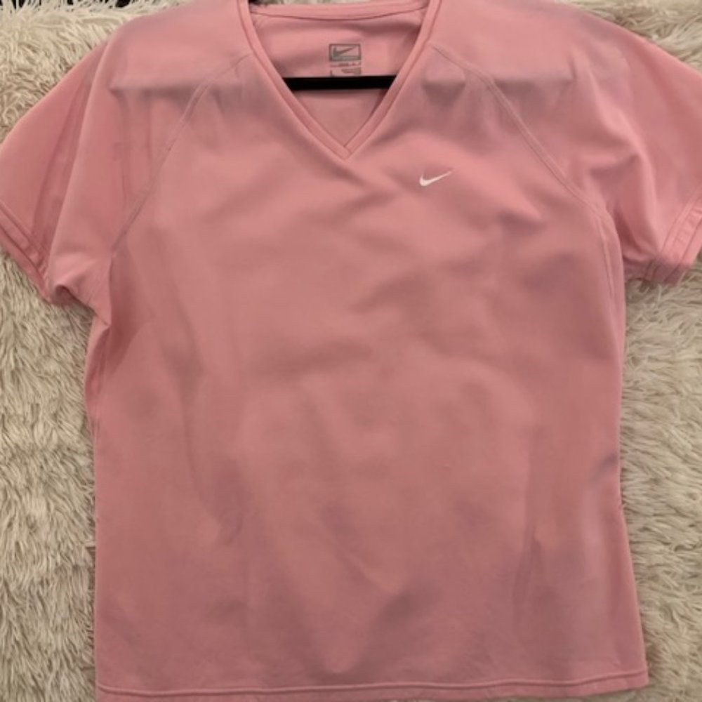 Nike V Neck Baby Pink Shirt